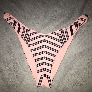 Striped high leg bikini bottoms